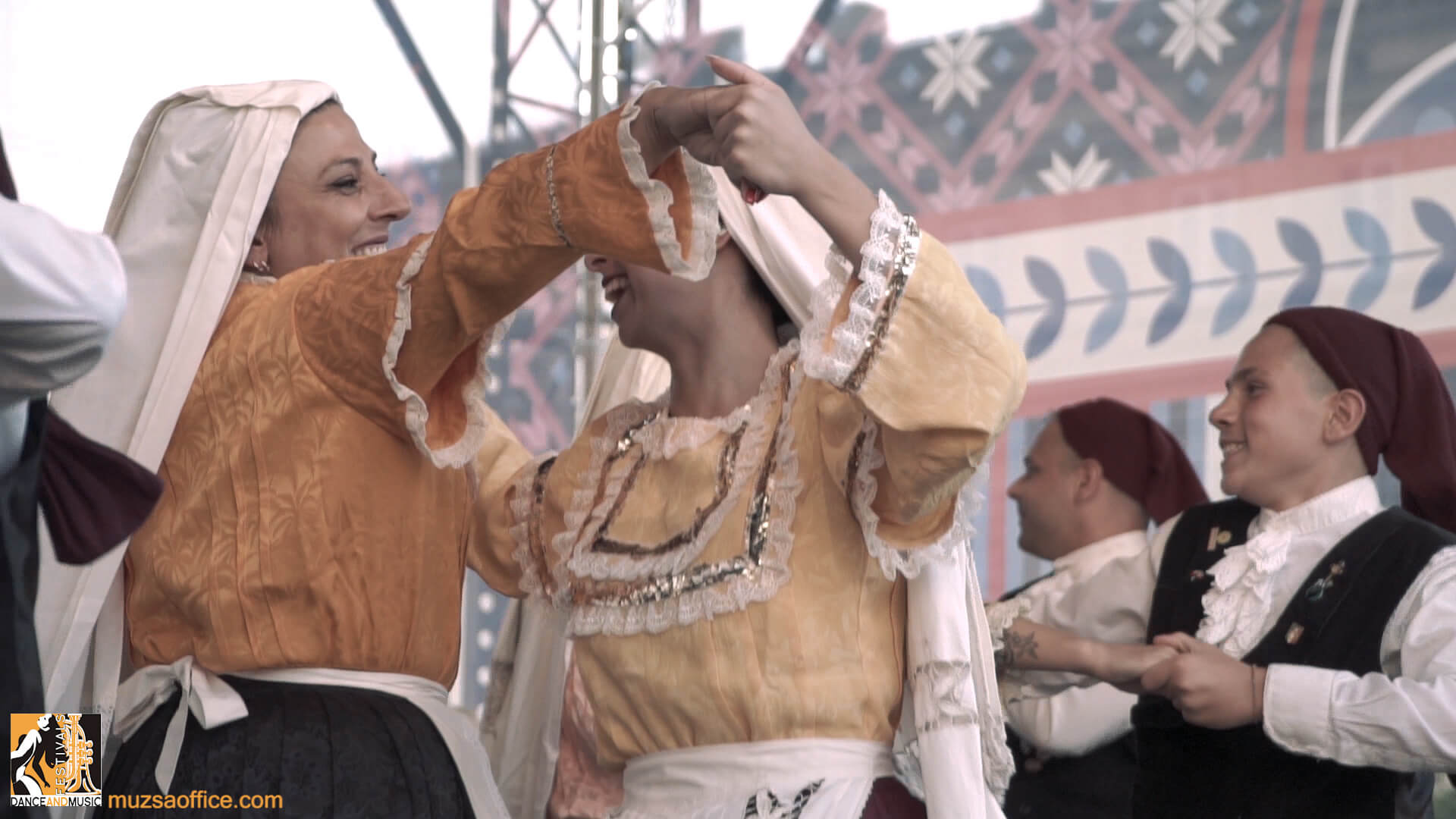 Cultural exchange and performance at a European music and dance festival.